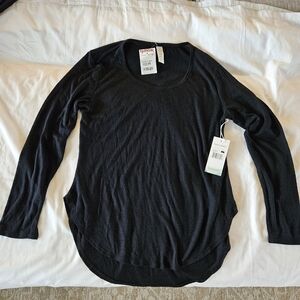 Balance Collection Black Long Sleeve Shirt Yoga Top Stretch Relaxed Fit Women S